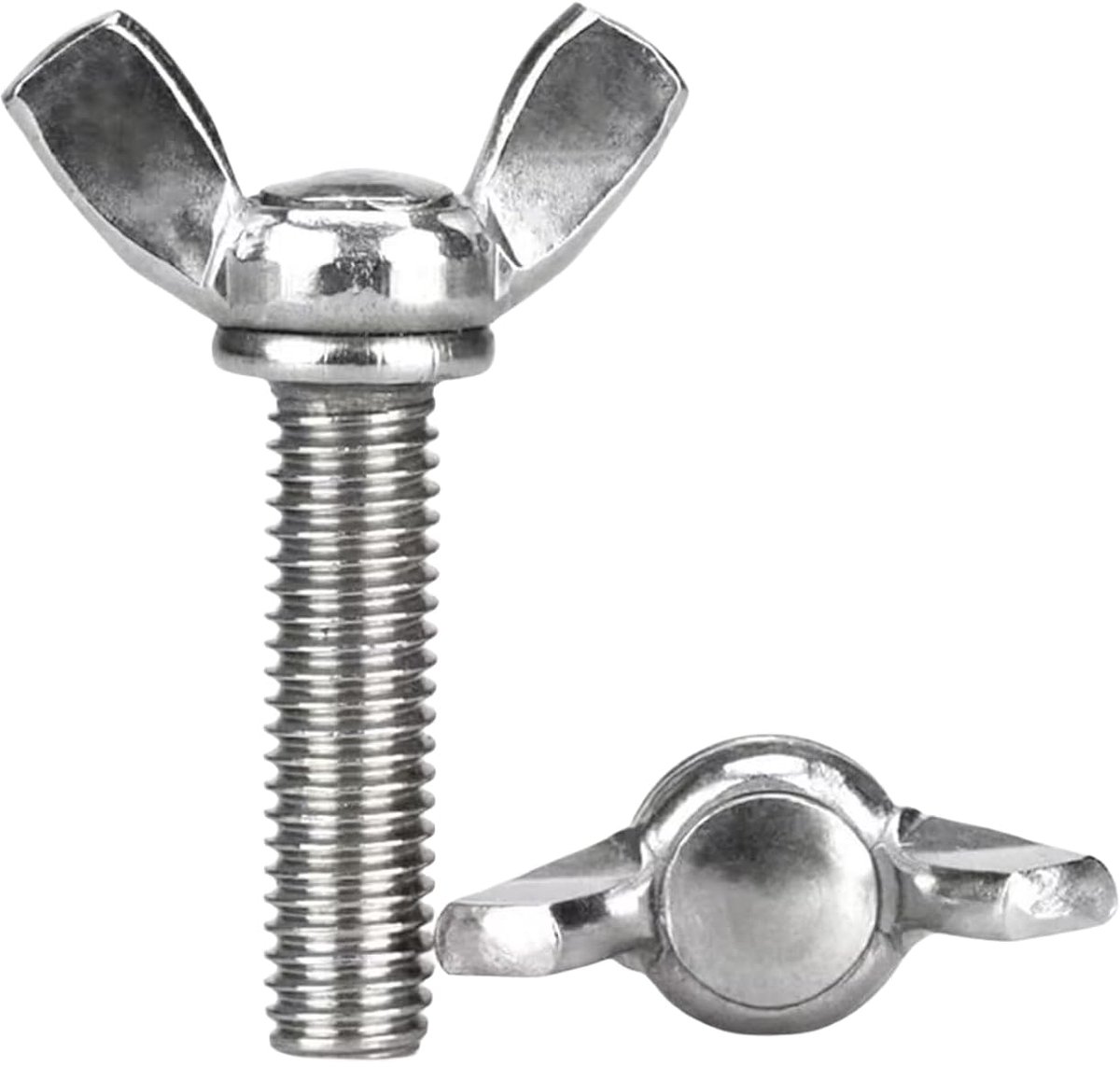 Stainless steel wing screw wing nuts 10 pieces, silver - ShopVlot