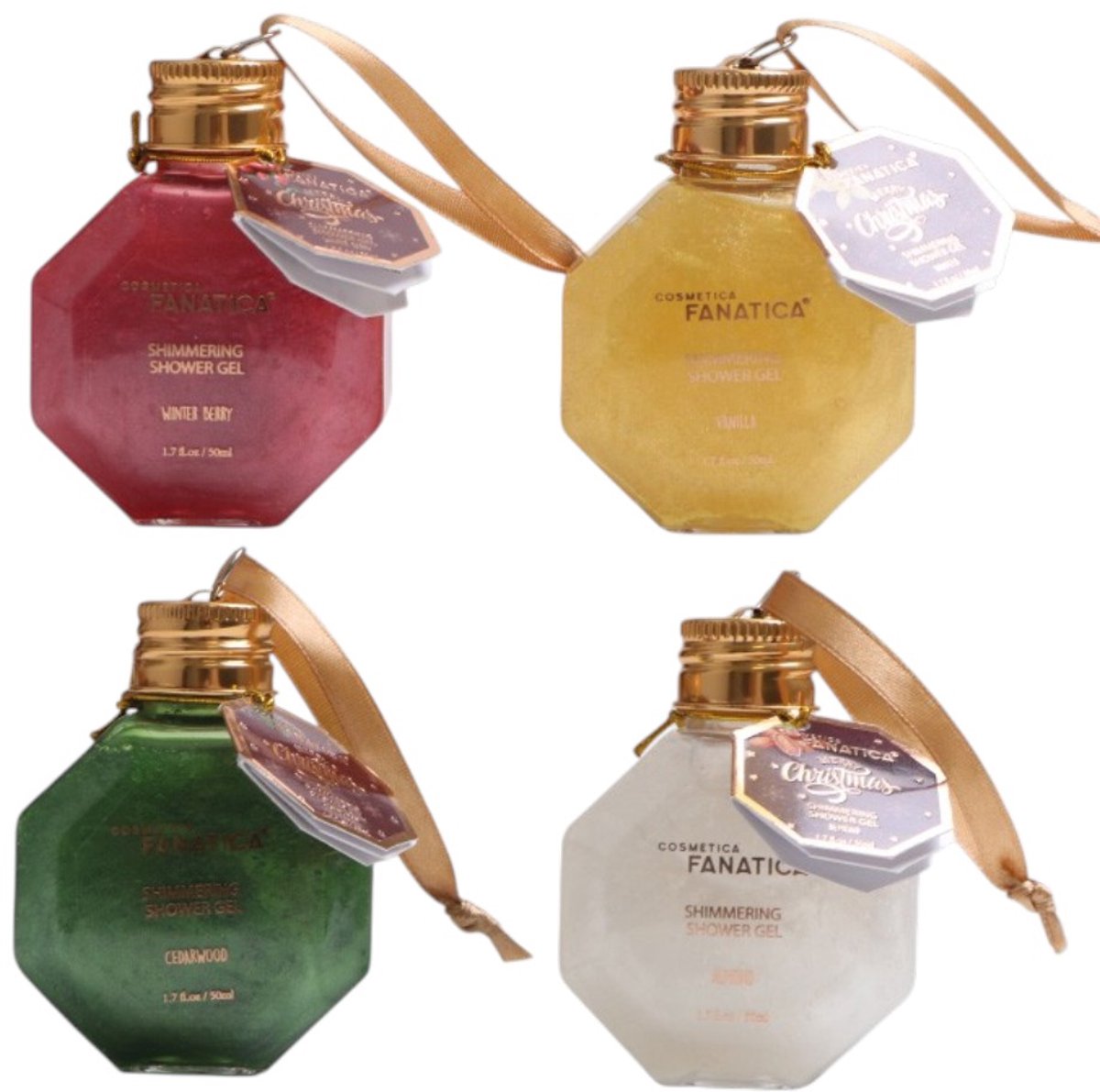 Cosmetica Fanatica Merry Christmas Shimmer Douchegel Kerst Set 4 x 50 ml