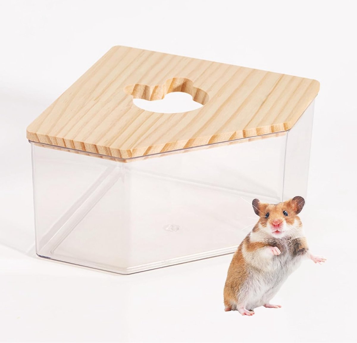 Transparante acryl badkamer voor hamsters en kleine huisdieren, ideaal voor zand en speeltijd