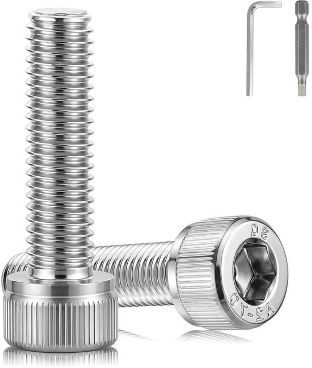 Cilinderkopschroeven - Machineschroeven - Montageklussen - Roestvrij staal - M6x30mm 40 stuks - Zilver