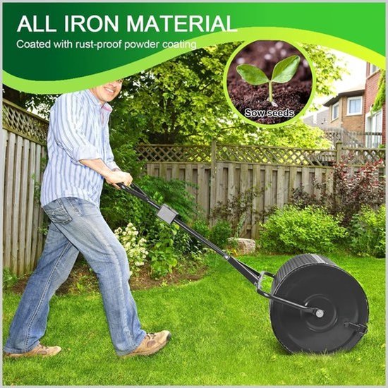 Gazonverspreider - Rolhark - duwspreider - Gazononderhoud - Stevige staalconstructie - 60 cm - Zwart/groen — afbeelding 3