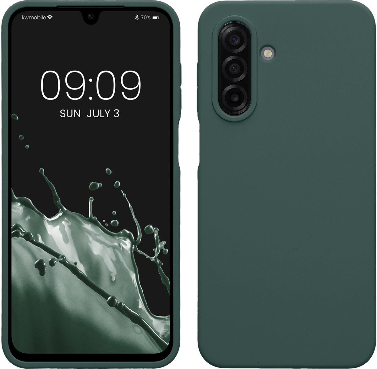kwmobile telefoonhoesje geschikt voor Samsung Galaxy A17 4G / 5G - Hoesje met siliconen coating - Smartphone case in blauwgroen