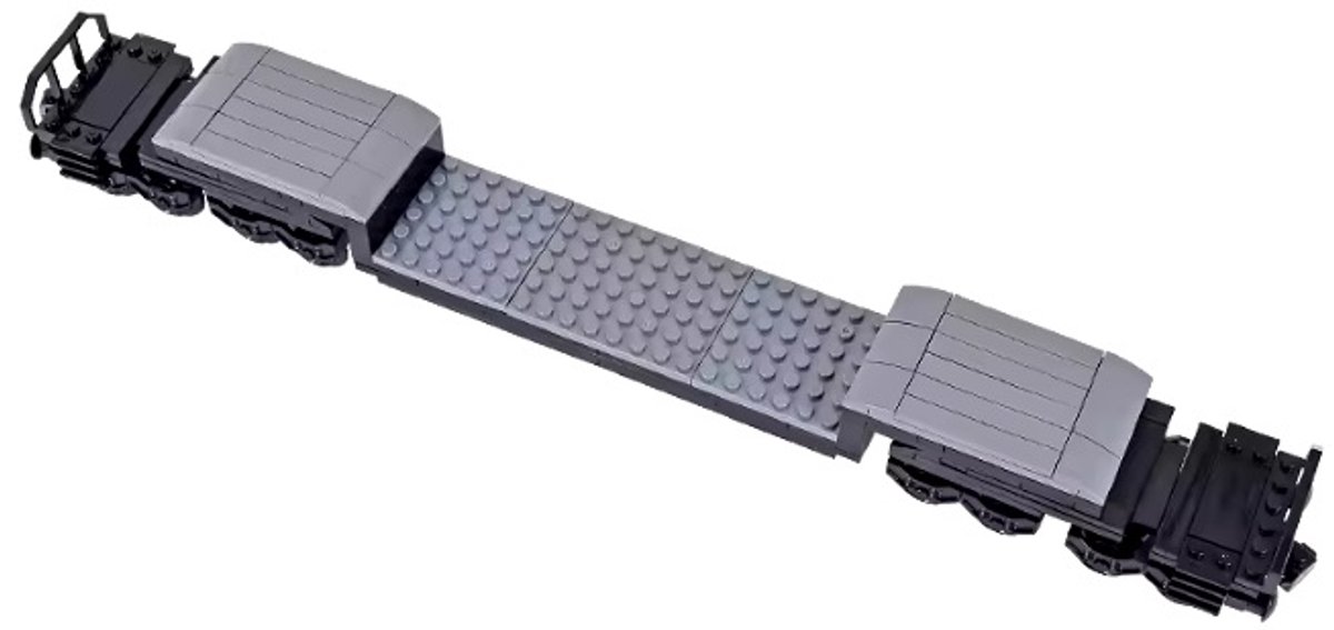 bricksNblocks® grote dieplader treinwagon compatible bouwblojes treinen - 16 wielen past standaard blokjes spoor - dieplader treinstel met magneetkoppeling, ook geschikt voor andere merken bouwblokjes treinbanen - wagon voor blokjes treinbaan
