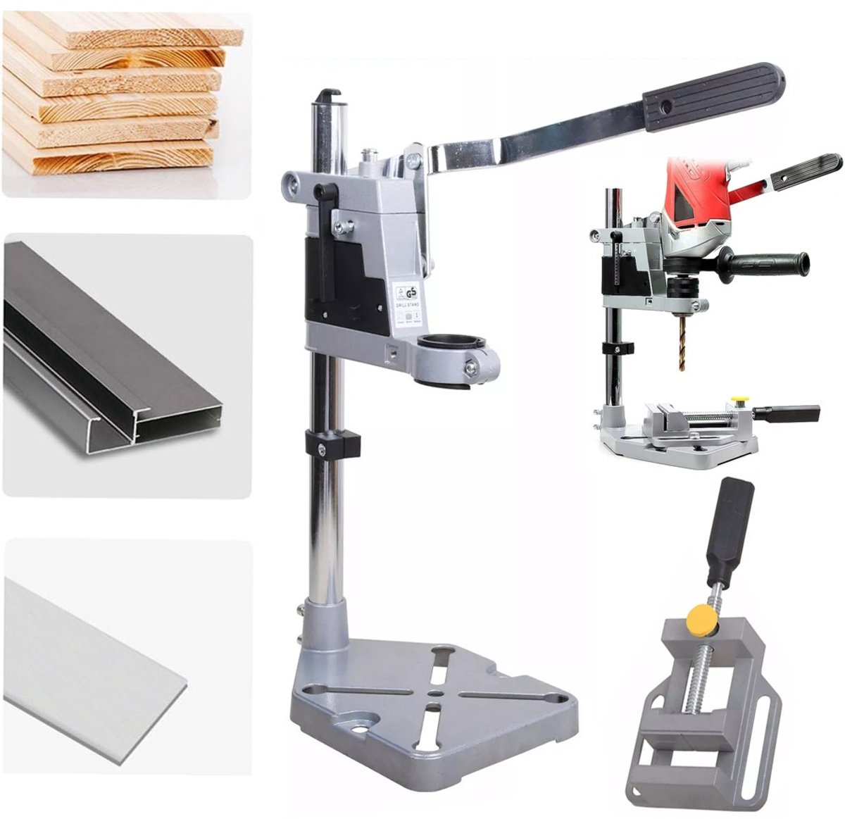 60 mm Diepte En Veerterugloop – Verstelbare Boormachinehouder Van Aluminiumlegering – Geschikt Voor Boren Van 38-43 mm En Bureaumontage – Ideaal Voor Nauwkeurig Boren, Modelbouw En Reparaties