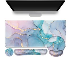SnelShoppen - ToLuLu XXL Gaming Mouse Pad & Ergonomische Polssteun Set - 4 in 1 Desk Pad voor Computer, Blauwe Kleur, Ideaal voor Thuis en Kantoor