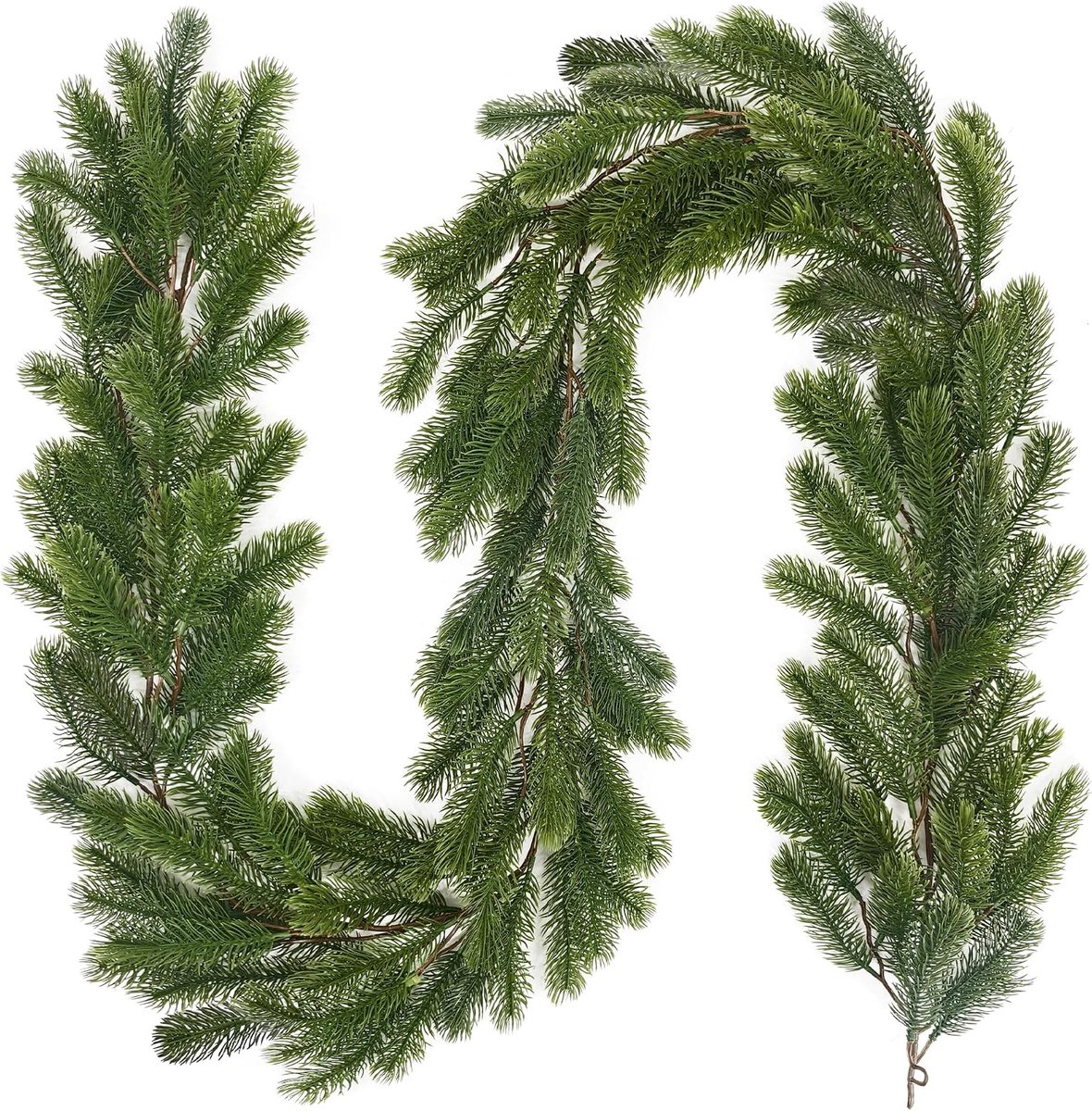 YMIFEEY Kerstslinger, 195 cm, kerstslinger, dennenboom, groen, spuitgieten, groene slinger, kunstboom, kerstdecoratie - ShopVlot
