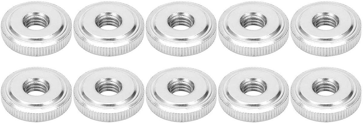 Set van 10 M8 Knurled Moeren - Ronde Handdraai Moeren van Koolstofstaal voor Verstelbare Bevestiging en Locking