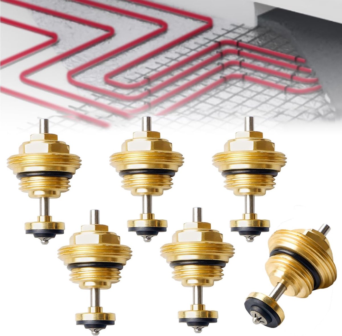 Pack of 6 Check Valve Core, G1/2 Divider for Underfloor Heating, Valve Return Bolts, Reverse, for Ufh Actuator (6) - ShopVlot