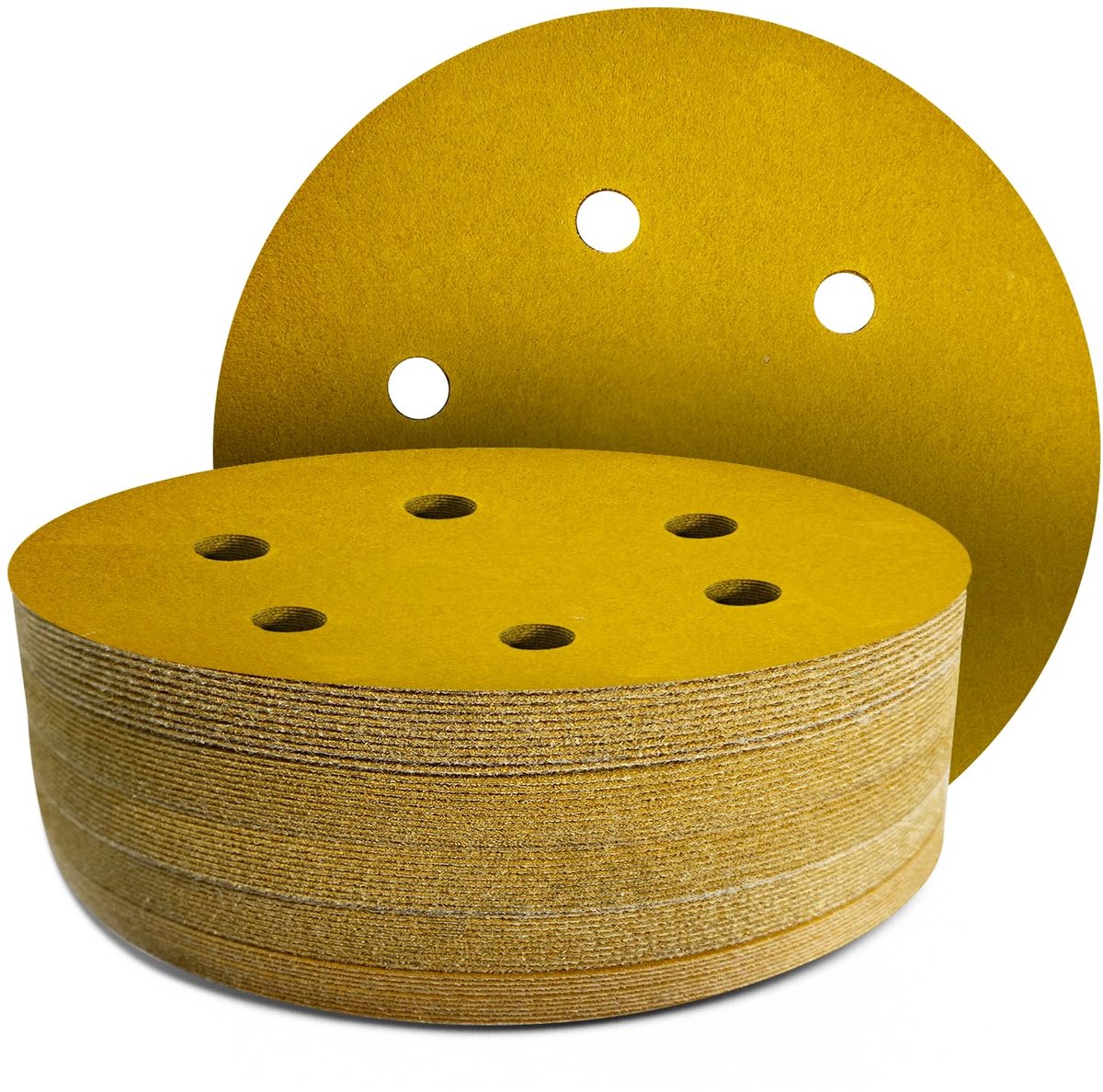 50pcs Sandpaper 150mm Round - Professional Grit 60/80/120/180/320 Sanding Discs - 6 Holes for Random Orbital Sander - ShopVlot