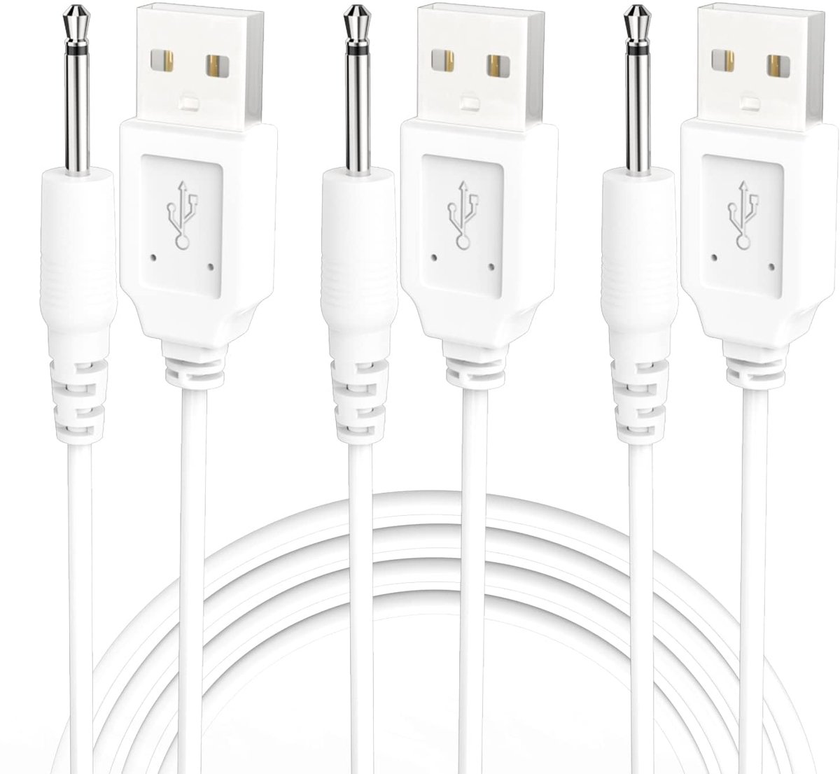 USB DC Charging Cable 2.5mm DC Charger Cable 2.7Ft Replacement for Massager-3 Pack (White) - ShopVlot