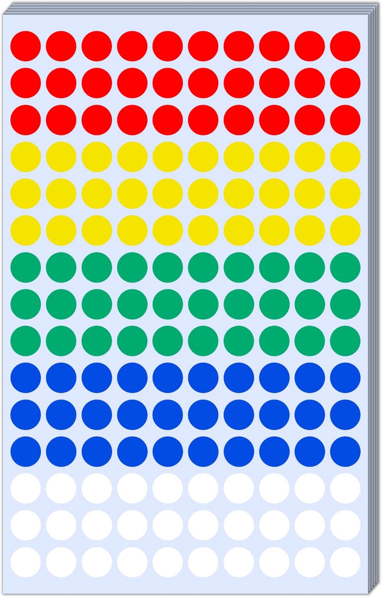 Ronde stickers 10mm - gekleurde stippenstickers - zelfklevende etiketten - 2100 stuks - ShopVlot