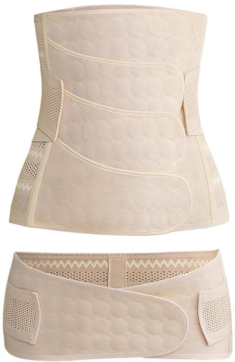 Belly Belt met 4 Patches voor Post-Birth M L XL XXL - 3-in-1 Corset voor Buikcontrole, Ondersteuning tijdens Zwangerschap en Taille Trainer met Antislip en Niet-Krullend Ontwerp