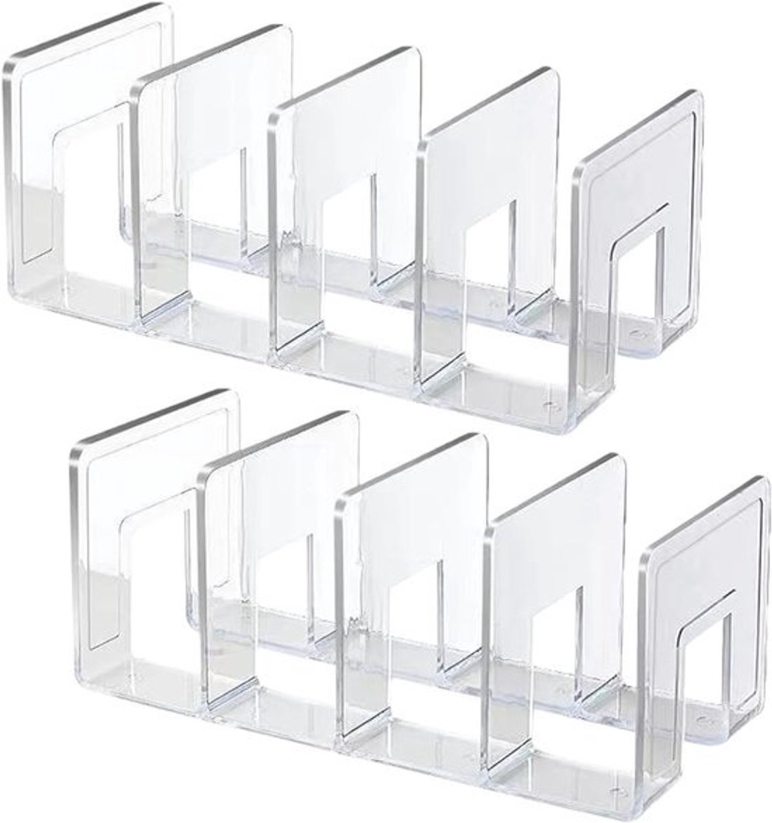 Set van 2 doorzichtige tijdschrifthouders - 32 x 14,5 cm, documentenorganizer met 4 compartimenten