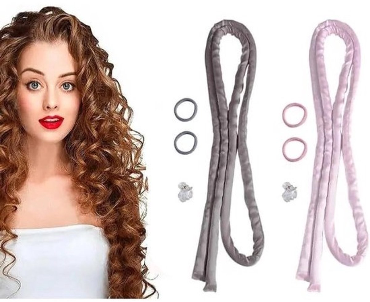 Set van 2 lange nepbontkrulspelden - zonder warmte, herbruikbaar en veilig voor je haar - eenvoudig in gebruik voor dagelijks haarstyling thuis
