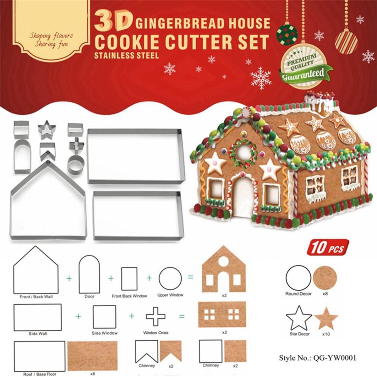 Kerst Koekjesuitsteekvormen Set 10 Stuks - RVS Bakmallen - Duurzaam en eenvoudig schoon te maken - ShopVlot
