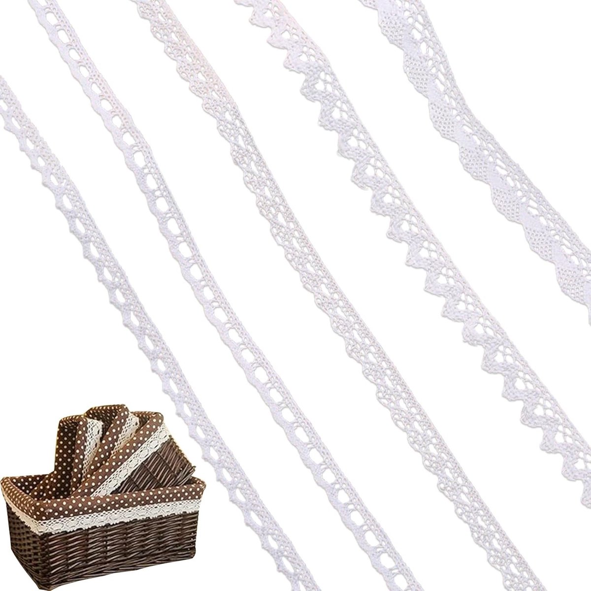 Elegante Witte Kantlint voor Bruiloften en Naaiprojecten, Kantstof per Meter Verkrijgbaar, Perfect voor Cadeaus en Decoratie