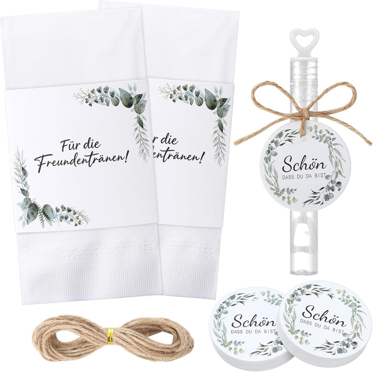 50 stuks vreugdetranen, banderolen, bruiloft, met hanger en jute koord, zakdoeken, banderol, gastgeschenken voor - ShopVlot