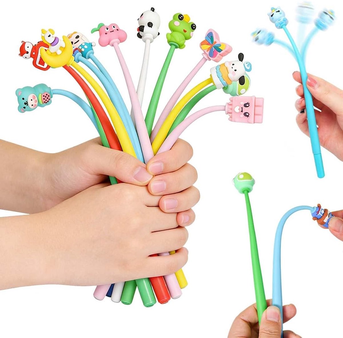 SnelShoppen - Set van 15 Leuke Balpennen voor Verjaardag Meisjes, Schud Gelpennen voor Kinderen, Grappige Pennen met Cartoon Dieren, Perfecte Cadeaus
