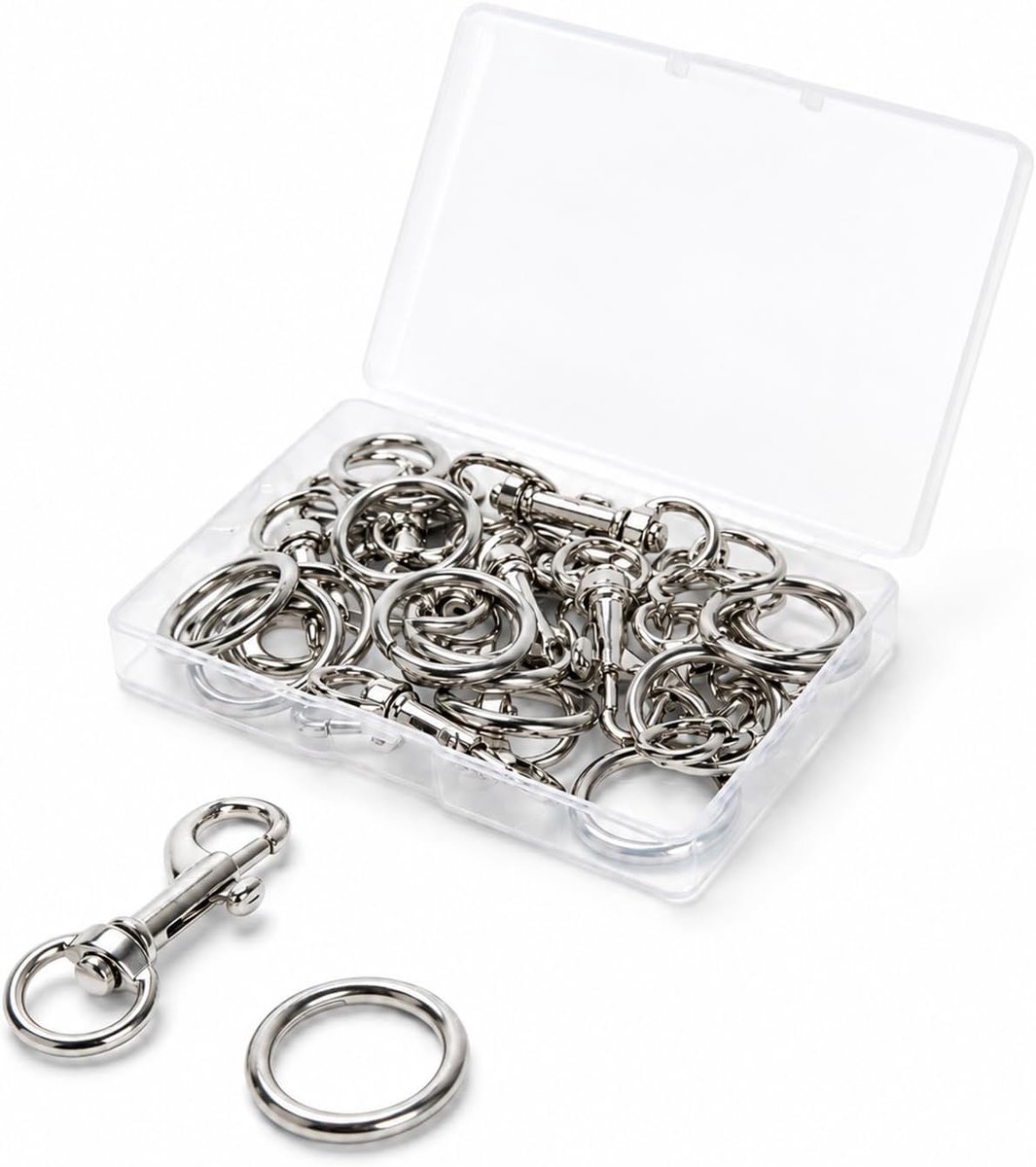 13 stuks draaibare karabijnhaken ring voor hondenriemen - Kleine 360° draaibare karabijnhaken met roestvrijstalen - ShopVlot