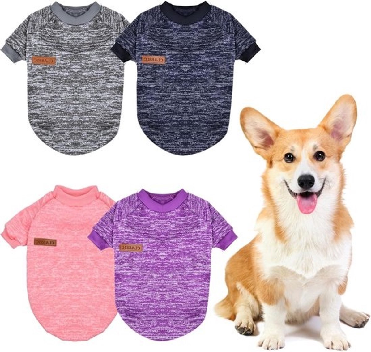 Winterse hondentruiset van 4 stuks - Gebreide sweaters voor kleine en middelgrote honden - Licht en rekbaar
