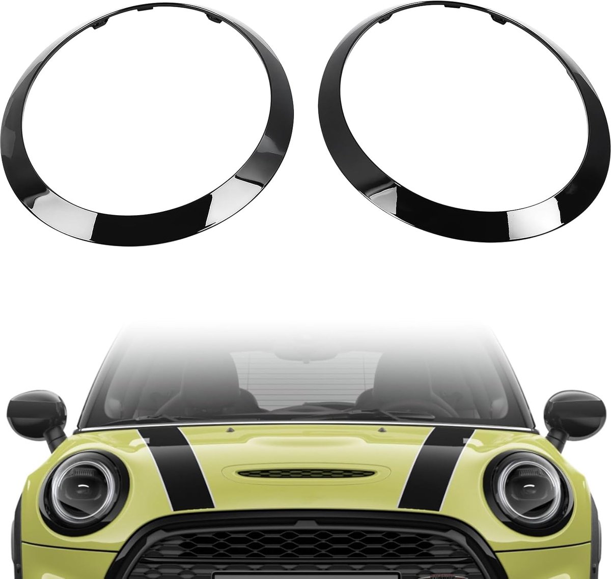 Pack of 2 Mini Headlight Trim Rings Headlight Cover Strips Car Replacement Compatible with BMW Mini Cooper 14-21 F55 - ShopVlot