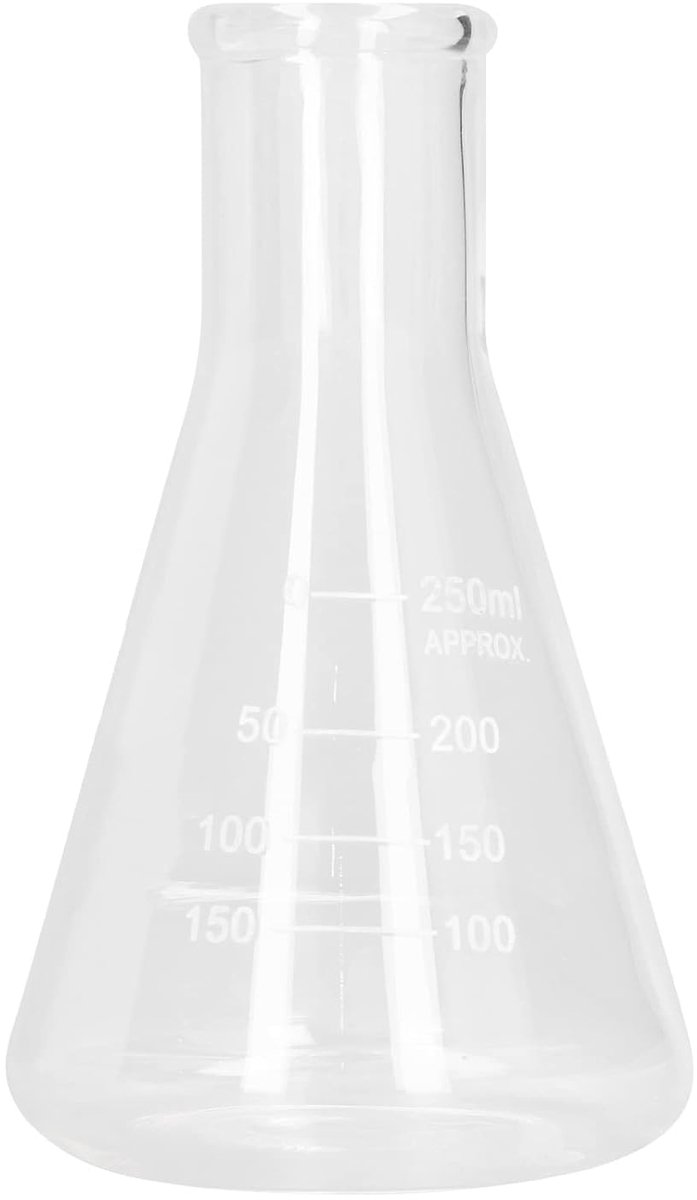Dailygoods- Erlenmeyer 250ML - Borosilicaatglas - Laboratorium Fles - Chemie Experiment - Stabiliteit zonder Overloop - Eenvoudig Schoonmaken - Laboratoriumfles