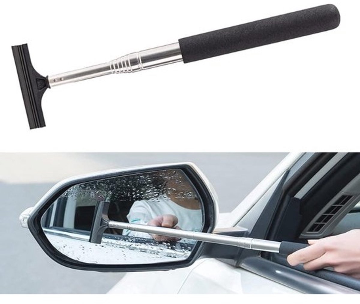 Auto zijspiegel ruitenreiniger - Intrekbare squeegee voor voertuigen, draagbaar en handig bij regen