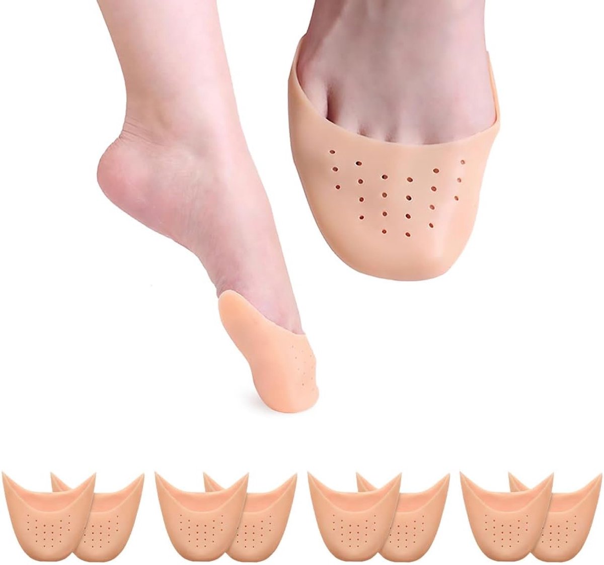 Teenbescherming, zachte punthoes voor voetverzorging, dans, beige, 8 stuks
