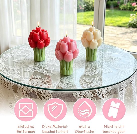 3D siliconen vorm, bloemen, 3D-tulpenvorm, boeketten, kaarsen, siliconen vormen, bloemen, kaarsvorm, tulpen, kaarsvorm, handgemaakte zeep siliconen vorm, voor artistiek creëren — afbeelding 3