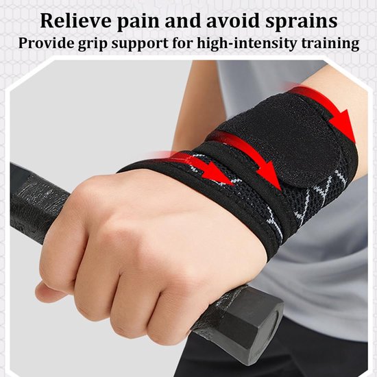 Hand- en polsbandage rechts links voor dames en heren, polsbandage fitnessstudio, fitness, sport, krachttraining, polsbandage carpaal tunnel, pijn peesontsteking, honingraatdesign — afbeelding 3