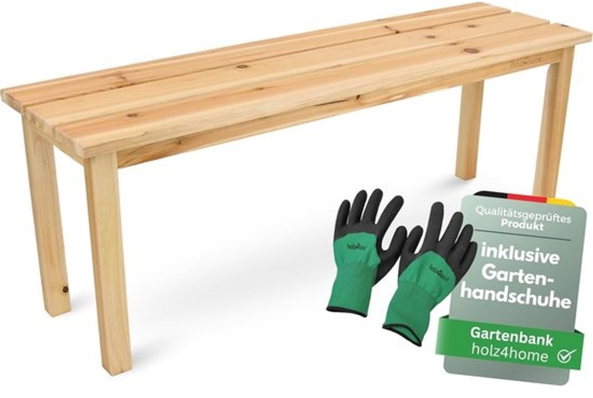 lichte natuurlijke houten tuinbank - zonder rugleuning - voor 2-3 personen - perfect voor balkon, tuin en terras