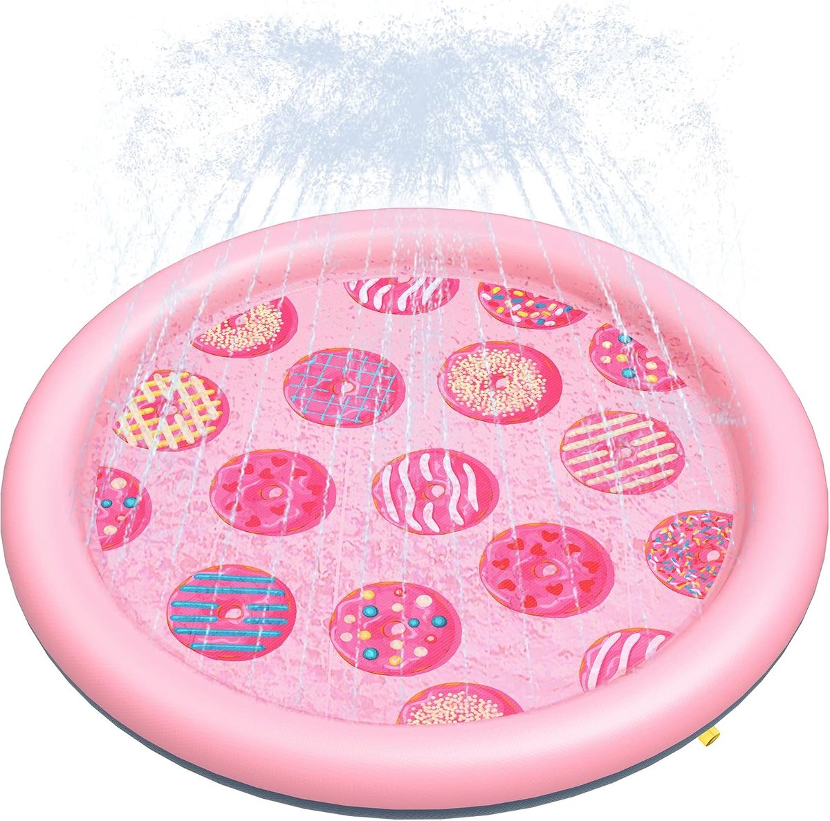 Hondenzwembad voor grote en kleine honden en kinderen, 170 cm, opvouwbaar, 0,58 mm verdikt, antislip, hondenwaterspeelgoed, duurzaam, kinderbadje, hond, roze donut