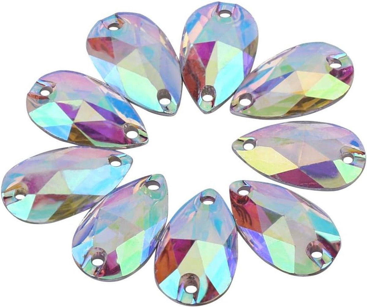 200 stks Naaien Drop Shape Naaien Hars Flatback met Dubbele Gaten voor DIY Kleding Schoenen Riem Tassen (Multi-Color)