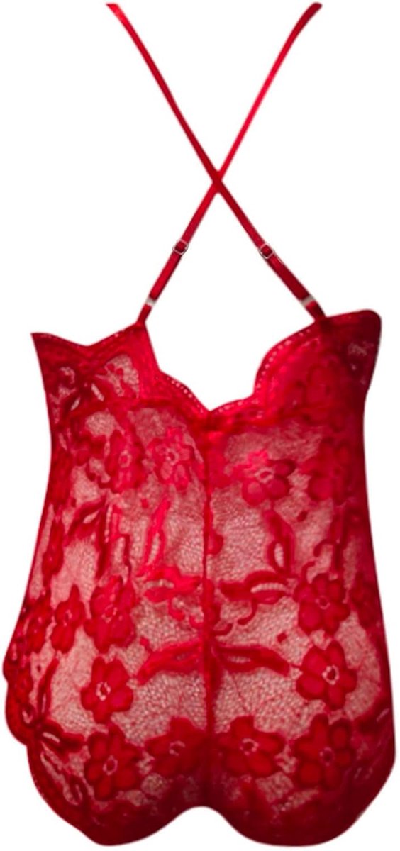 Lingerieset kant satijn babydoll transparant grote maat dames netnachthemd push-up Valentijnsdag nacht charme A21
