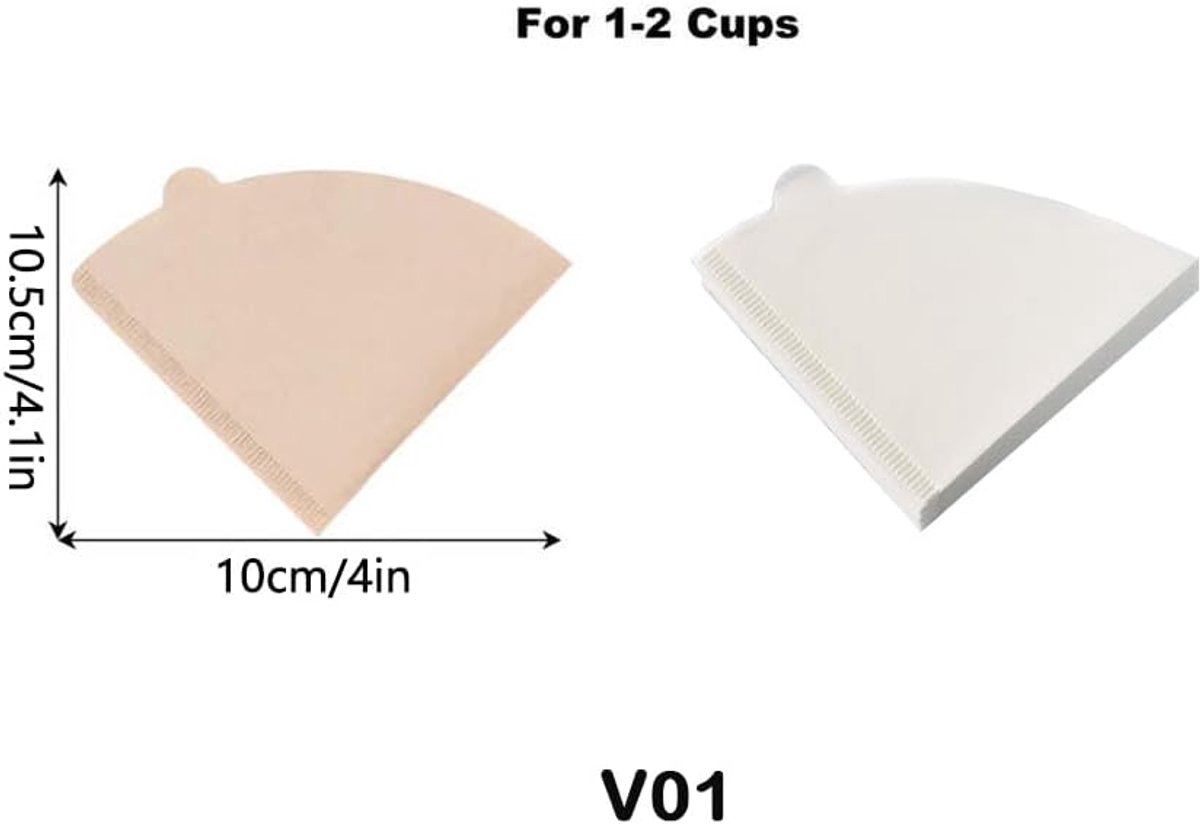 100Pcs Koffie Filter Papers, Ongebleekt Koffie Kegel Papier Filters Voor Koffie Dripper & Giet Over Koffiezetapparaat (V01 Natuurlijke Bruin)
