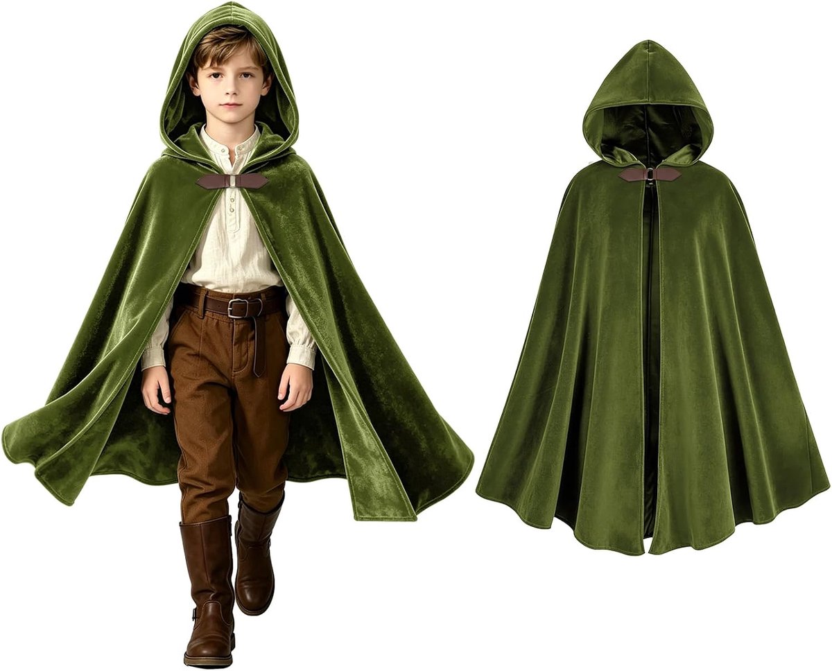 Cape met capuchon in renaissance-stijl, middeleeuwse cape met capuchon voor Halloween- en carnavalskostuums