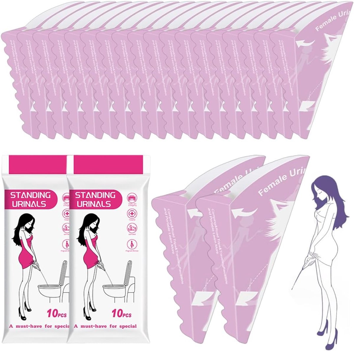 20 stuks Urinella voor vrouwen Staand Urinoir, Mobiele Urinoir voor Dames, Plastrechter, Urinoirhulpmiddel voor - ShopVlot