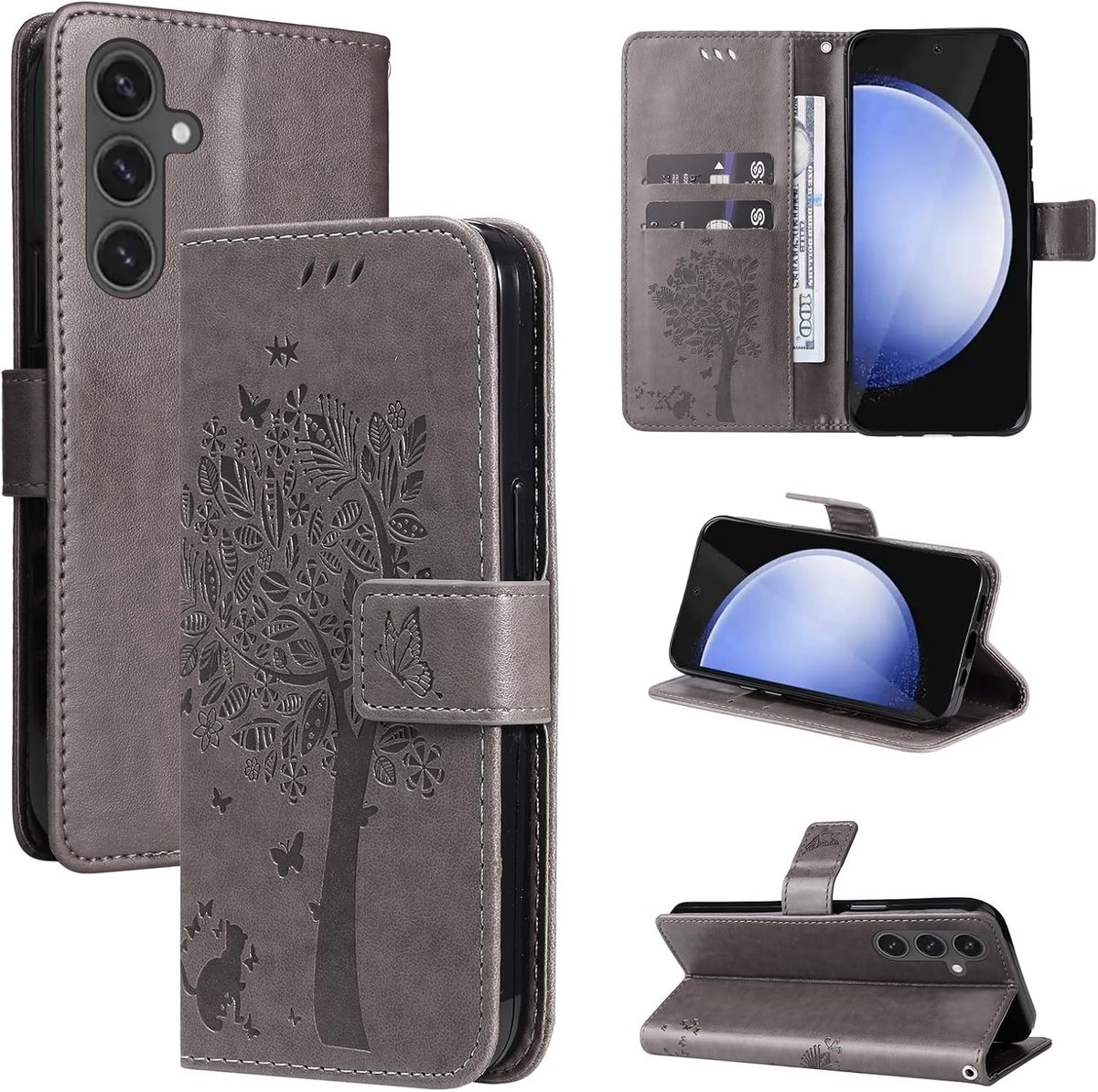 Beschermhoesje voor Samsung Galaxy S24 FE, beschermhoes van kunstleer, portefeuille, case, portefeuille met - ShopVlot
