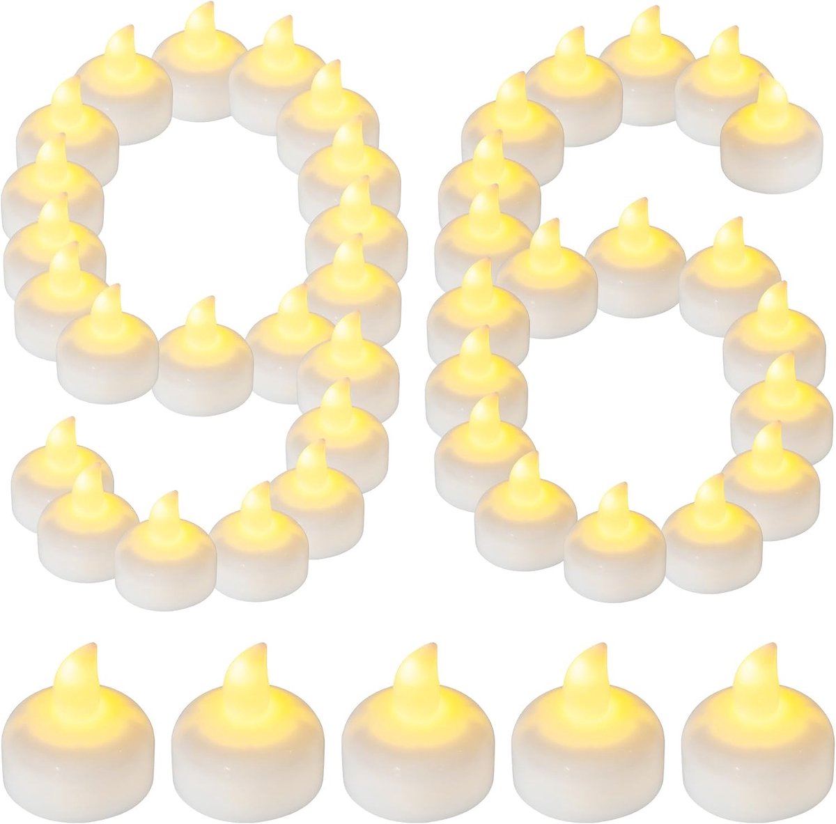96 Pcs Waterproof LED Floating Tea Lights, Flameless Flickering Battery Powered Outdoor Tealight Candles, White Water - ShopVlot