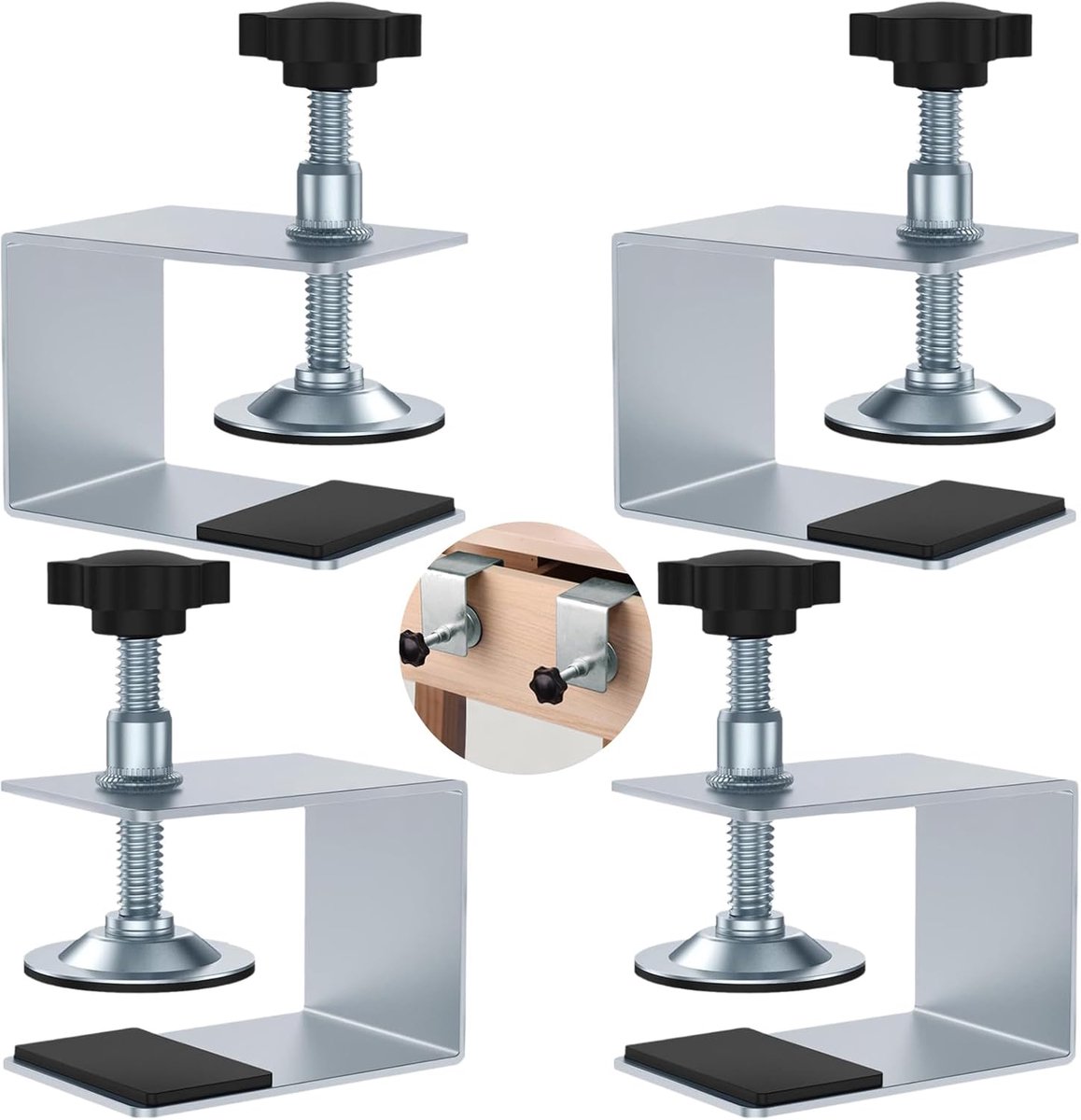 Pack of 4 Screw Clamps Small Adjustable Table Clamp with Non-Slip Pad C Clamp for Drawers Cabinets - ShopVlot