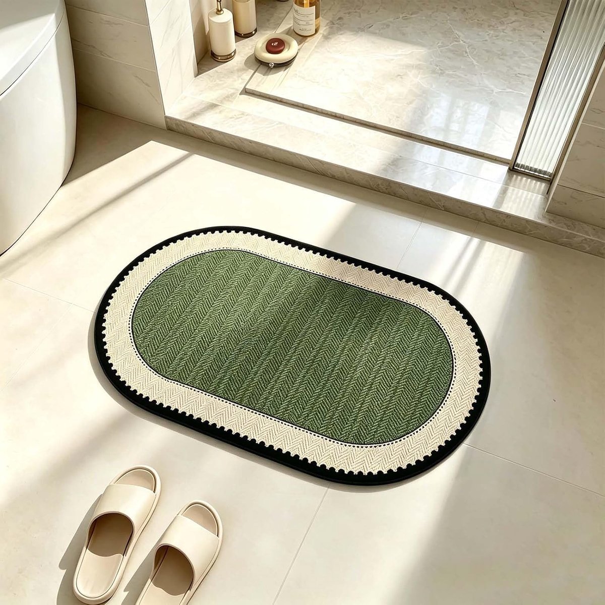 Badkamermat - Zachte badkamermat van diatomeeënaarde - Absorberende en antislipmat - Badkamertapijt - Sneldrogende voetmat - Afmeting 40×60 cm
