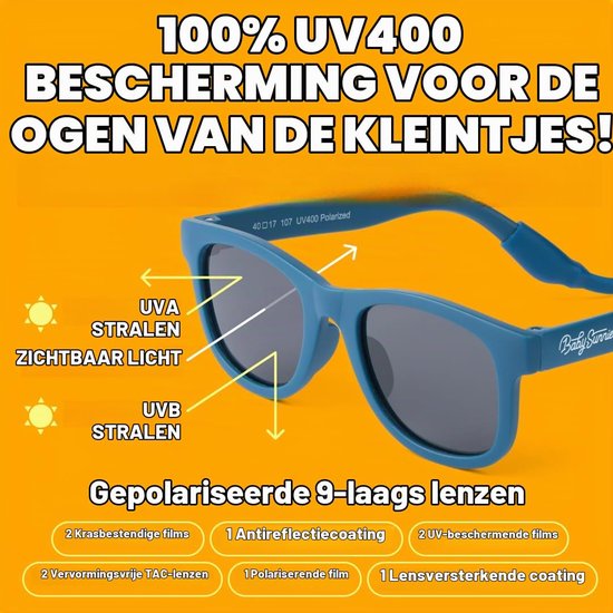 Babysunnies Marineblauwe Gepolariseerde Babyzonnebril met Bandje (0–24 Maanden) - Flexibele UV400 Babyzonnebril van Merkloos — afbeelding 3
