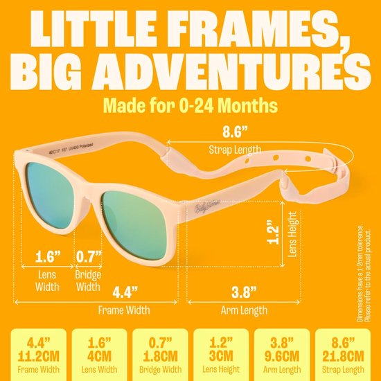 Baby Sunnies Zonnebril Baby met Bandje - 0-24 Maanden - Perzik — afbeelding 2