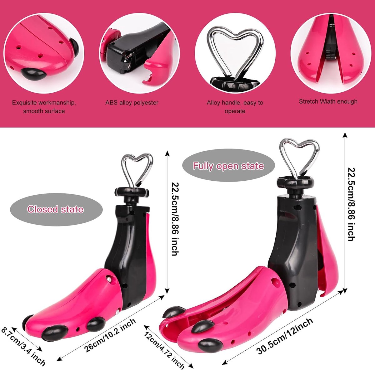 2 stuks schoenspanners voor dames en heren, verstelbare lengte en breedte, professionele schoenspanner voor laarzen, sneakers, gymschoenen, trekkingschoenen