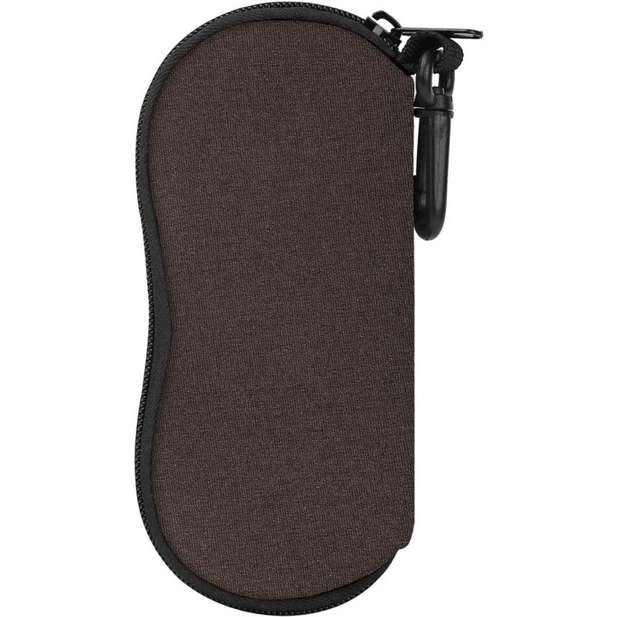 Lichtgewicht neopreen brillenkoker met riemclip - zonnebriltas voor brillen - draagbare case voor sleutels, potloden, kaarten - bruin kleurige etui