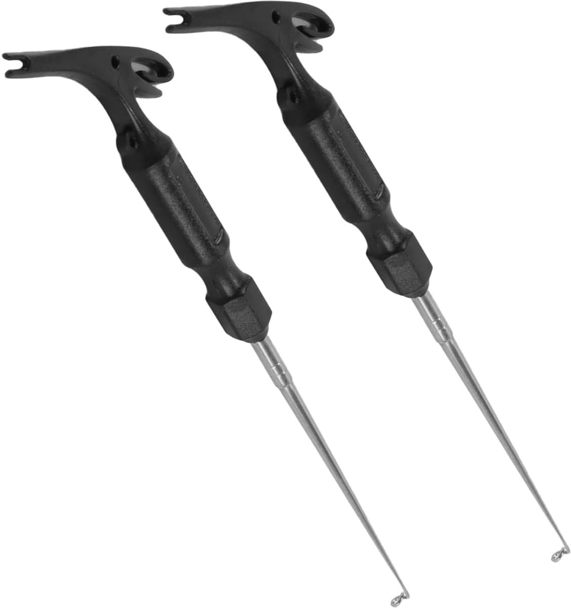 2 stuks vislus- en snelknoopgereedschap, haakverwijderaar, haakverwijderaar, knoopknopen, 3-in-1 visaccessoires, zwart