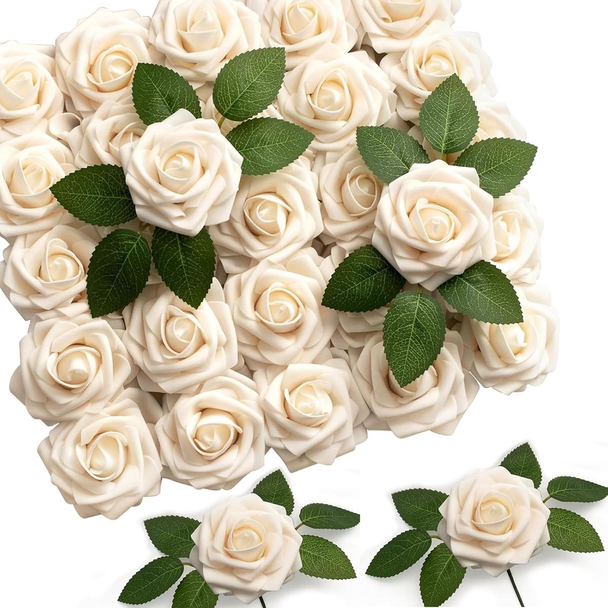50 champagnekleuren, roze, fijn, 8 cm diameter, Fiori Giganti per Allestimenti, geschikt voor bruiloftsdecoraties, Fiori per Bombonnière FAI Da Te, Fiori Decorativi, rozenknopjes per