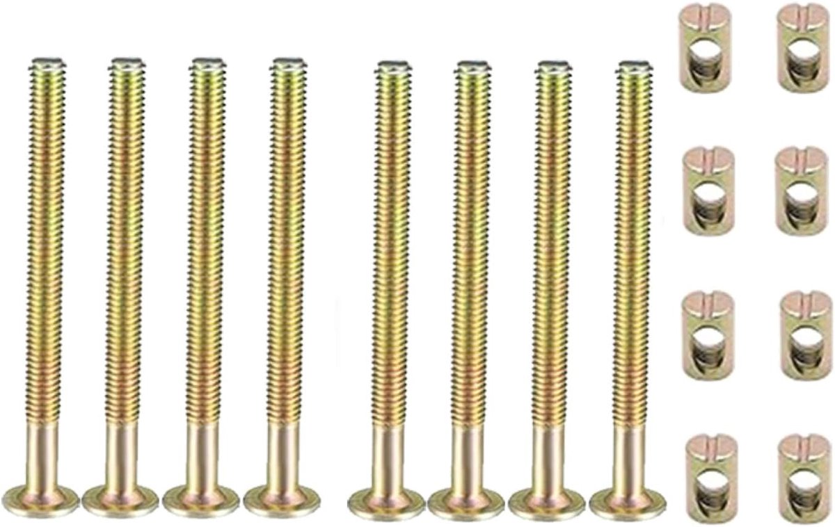 X 70mm Meubelbouten Moerset, 8 stks Koolstofstaal Meubels Connector Bevestigingsmiddel Hex Socket Schroef met Vat Moeren voor Stoel, Meubels, Bed