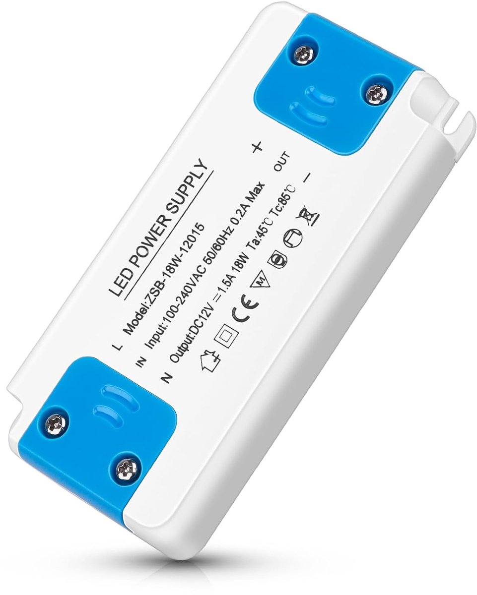 1-18 W, 240 V naar 12 V, driver voeding, geen led-flikkering, geen transformatorruis, leds laagspanningstransformator, voor G4, MR11 GU4, MR16 GU5.3 leds, lichtstrip, 1 stuk