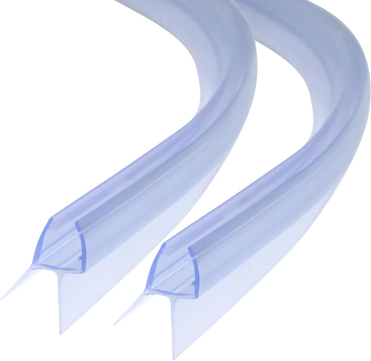 Doucheafdichting gebogen, 2 x 80 cm reserveafdichting voor 6 mm/7 mm/8 mm glasdikte, voorgebogen douchedeurafdichting, drempelbescherming voor badkuip, ronde douche, kwartcirkel-douche